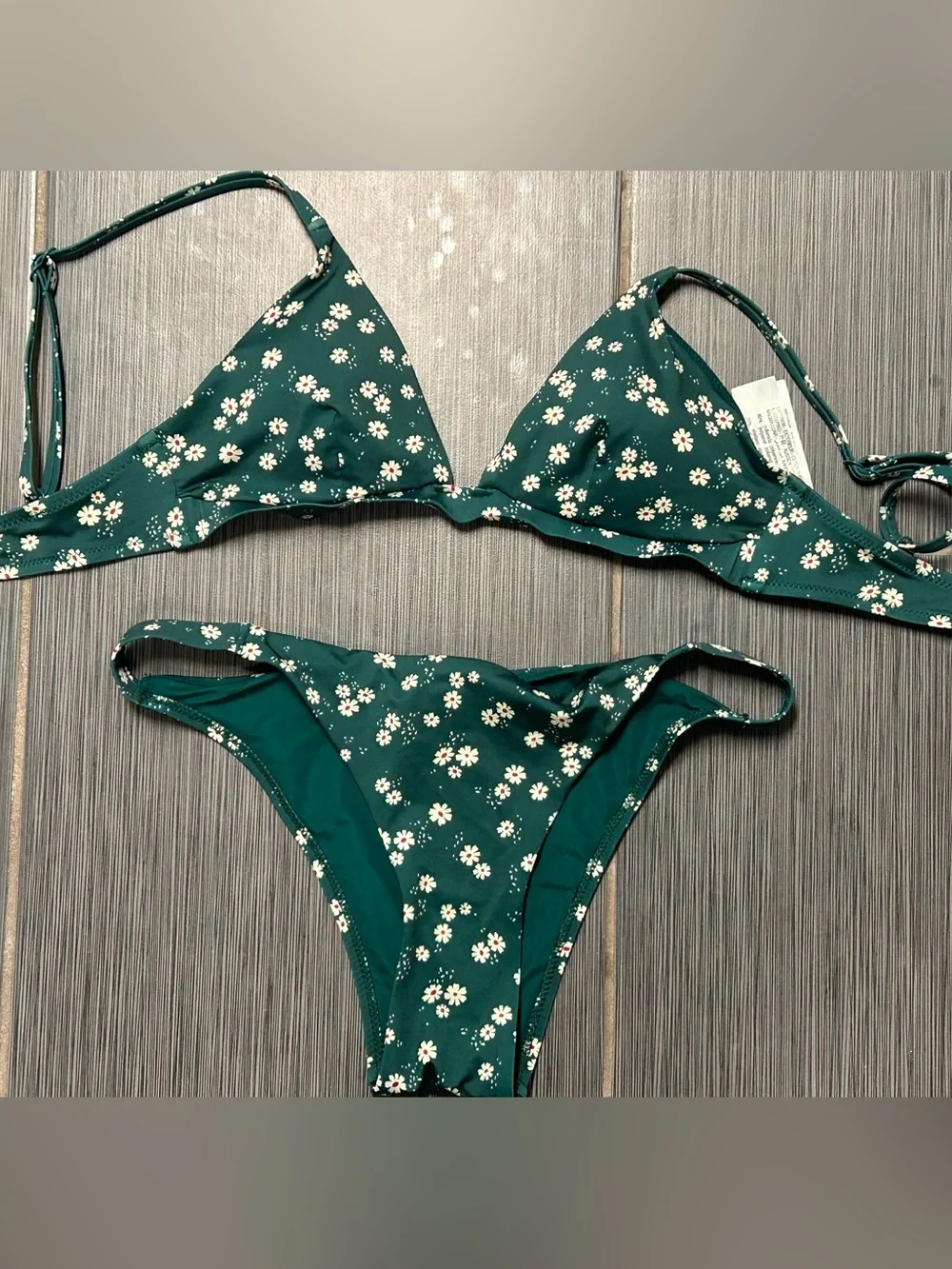 Oysho Green Floral Triangle Young Womens Bikini